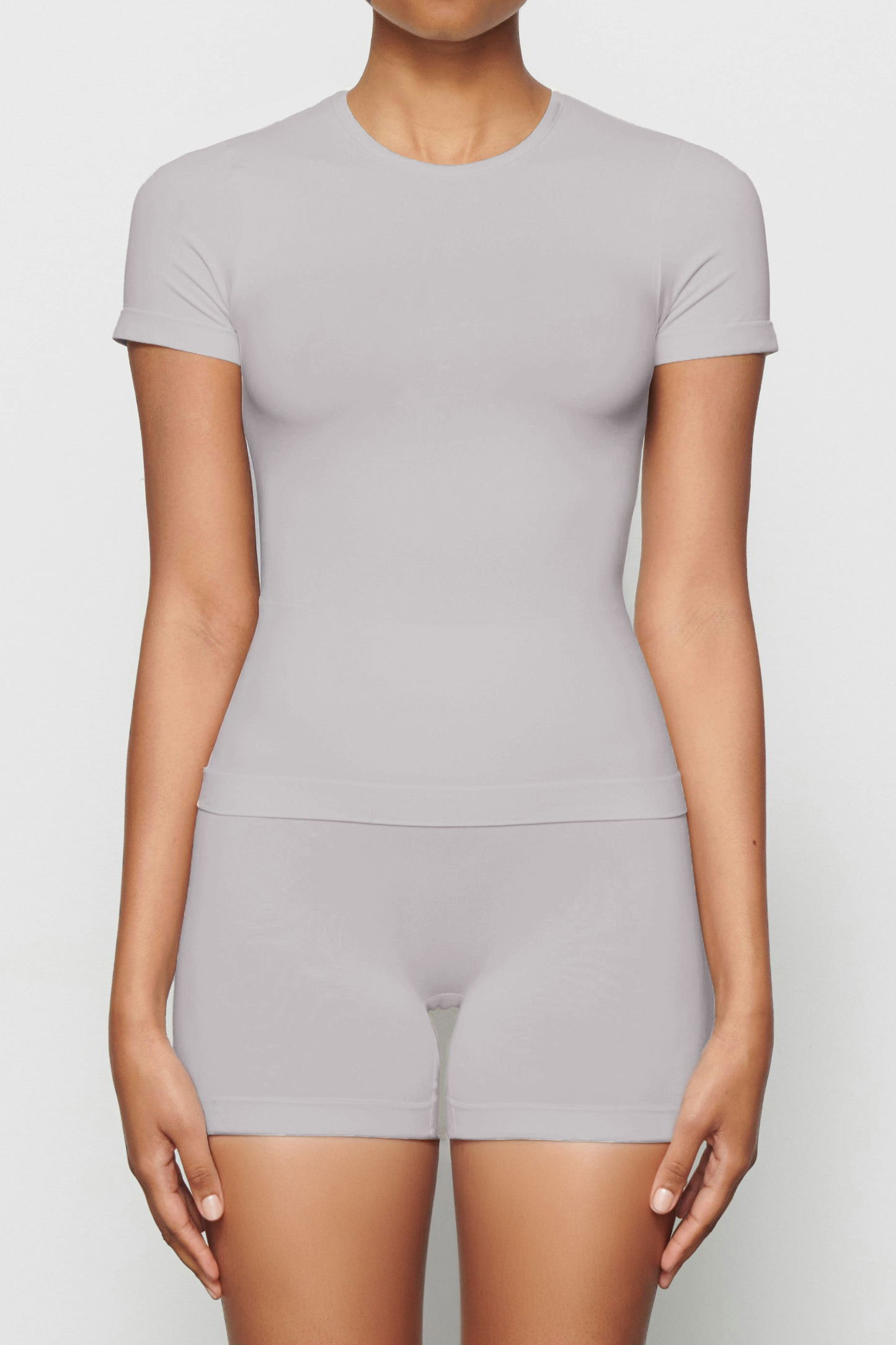 Workout Solid Color Stretch Round Neck Short Sleeve Top & Skinny Yoga Pants Co-ord
