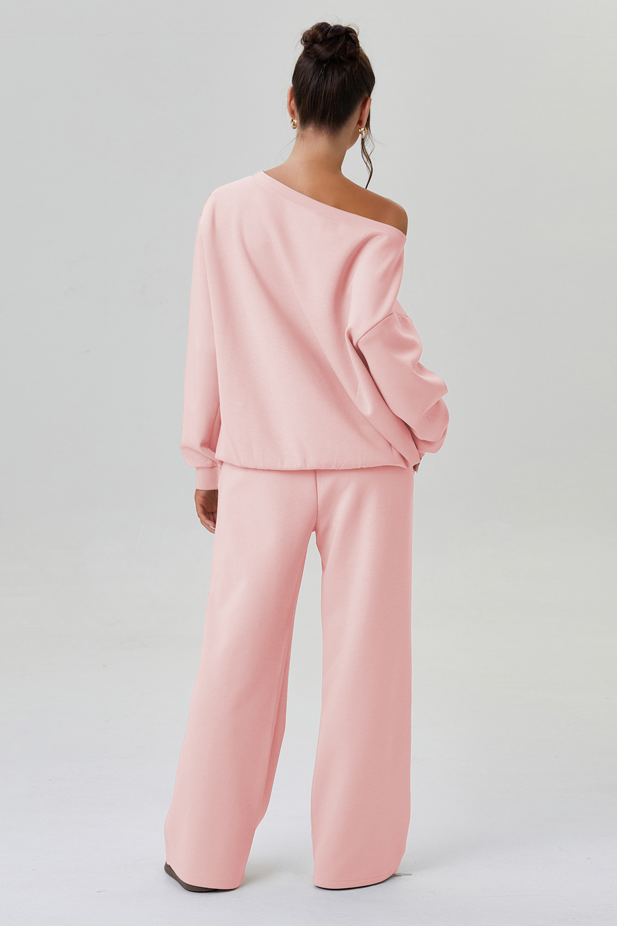 KatchMe Cozy Sloping Shoulder Long Sleeve Top & Wide Leg Trousers Co-ord