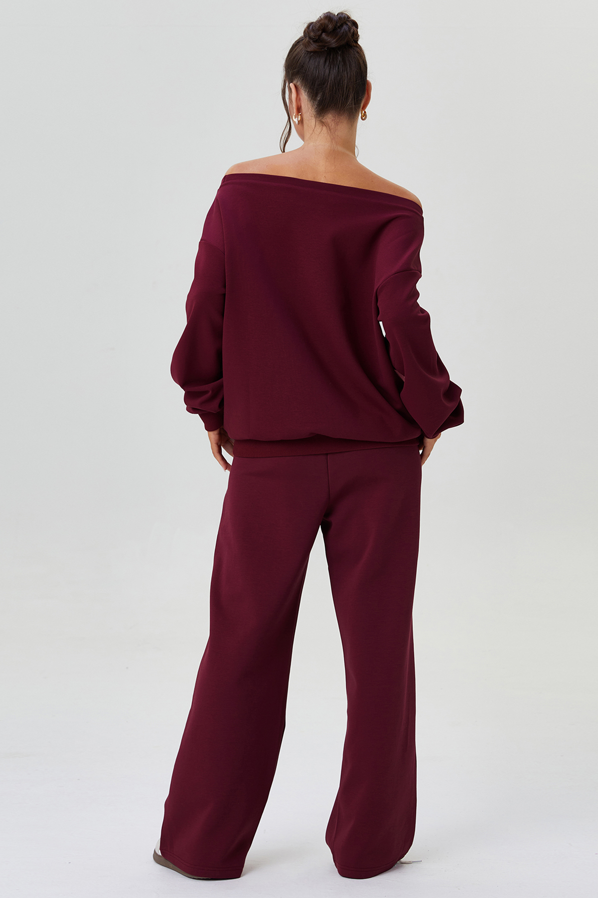 KatchMe Cozy Sloping Shoulder Long Sleeve Top & Wide Leg Trousers Co-ord