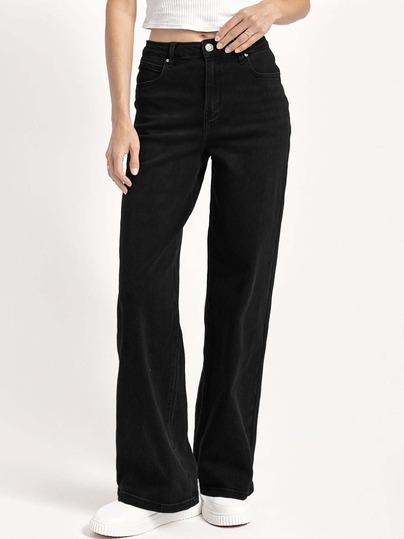 【Tall】Casual Mid-Rise Denim Multi-Pocket Wide Leg Jeans-KATCH ME