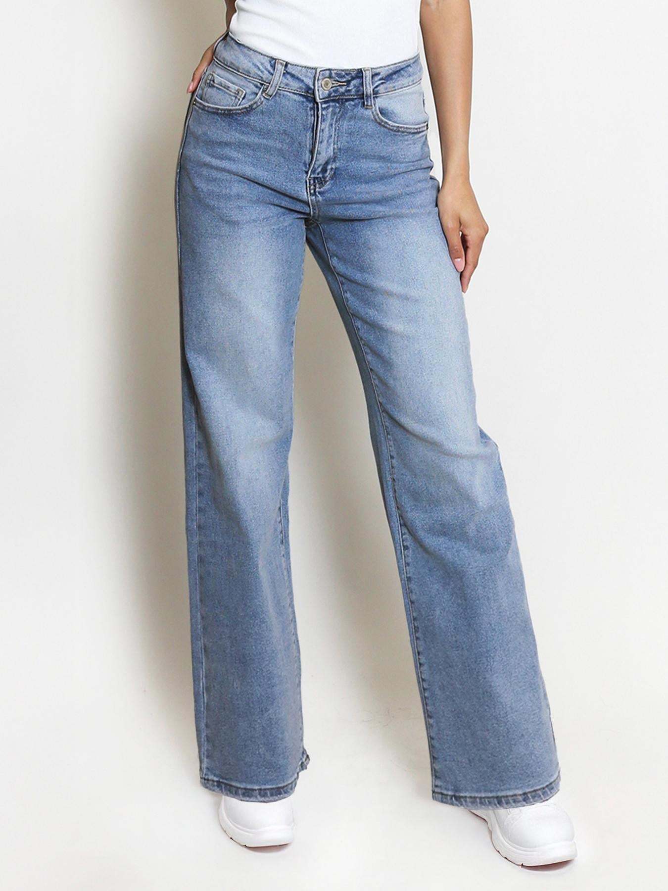 【Tall】Casual Mid-Rise Denim Multi-Pocket Wide Leg Jeans-KATCH ME