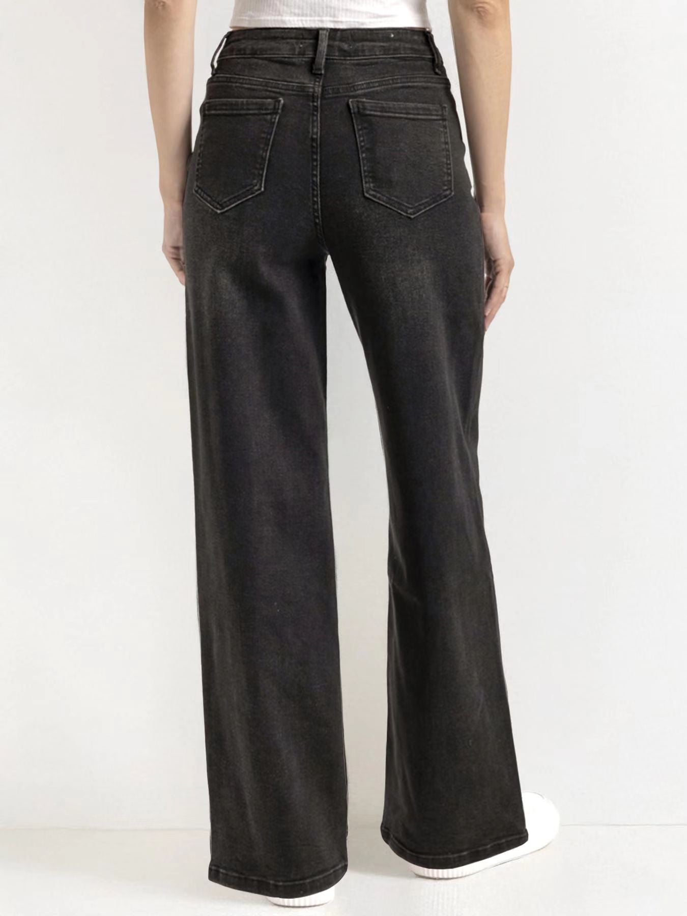 【Tall】Casual Mid-Rise Denim Multi-Pocket Wide Leg Jeans-KATCH ME