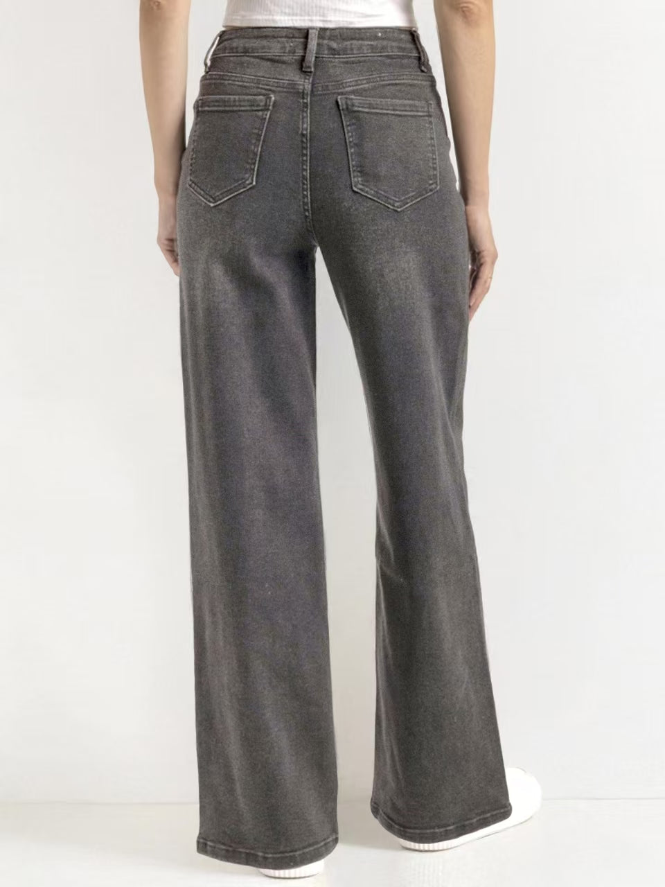 【Tall】Casual Mid-Rise Denim Multi-Pocket Wide Leg Jeans-KATCH ME