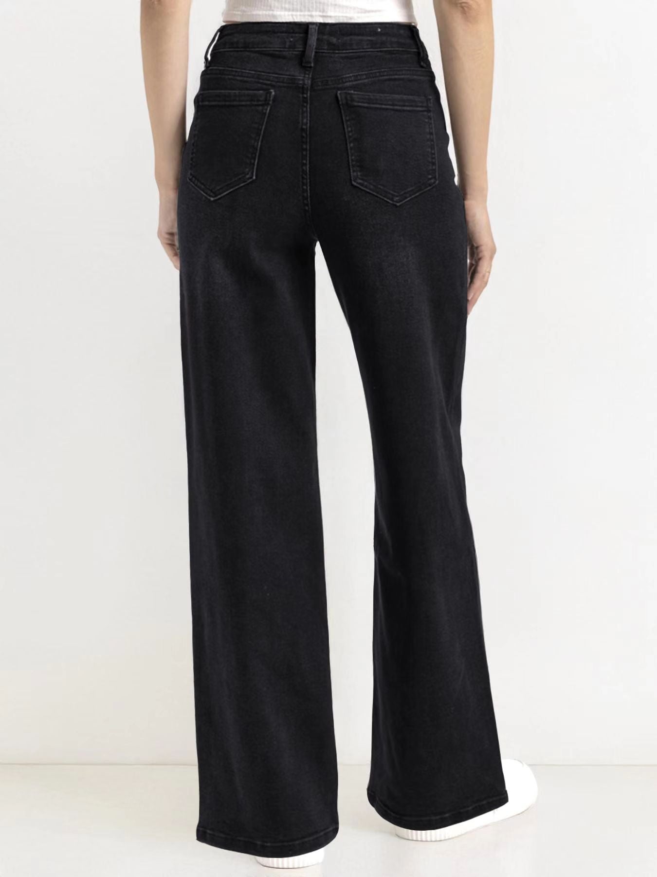 【Tall】Casual Mid-Rise Denim Multi-Pocket Wide Leg Jeans-KATCH ME