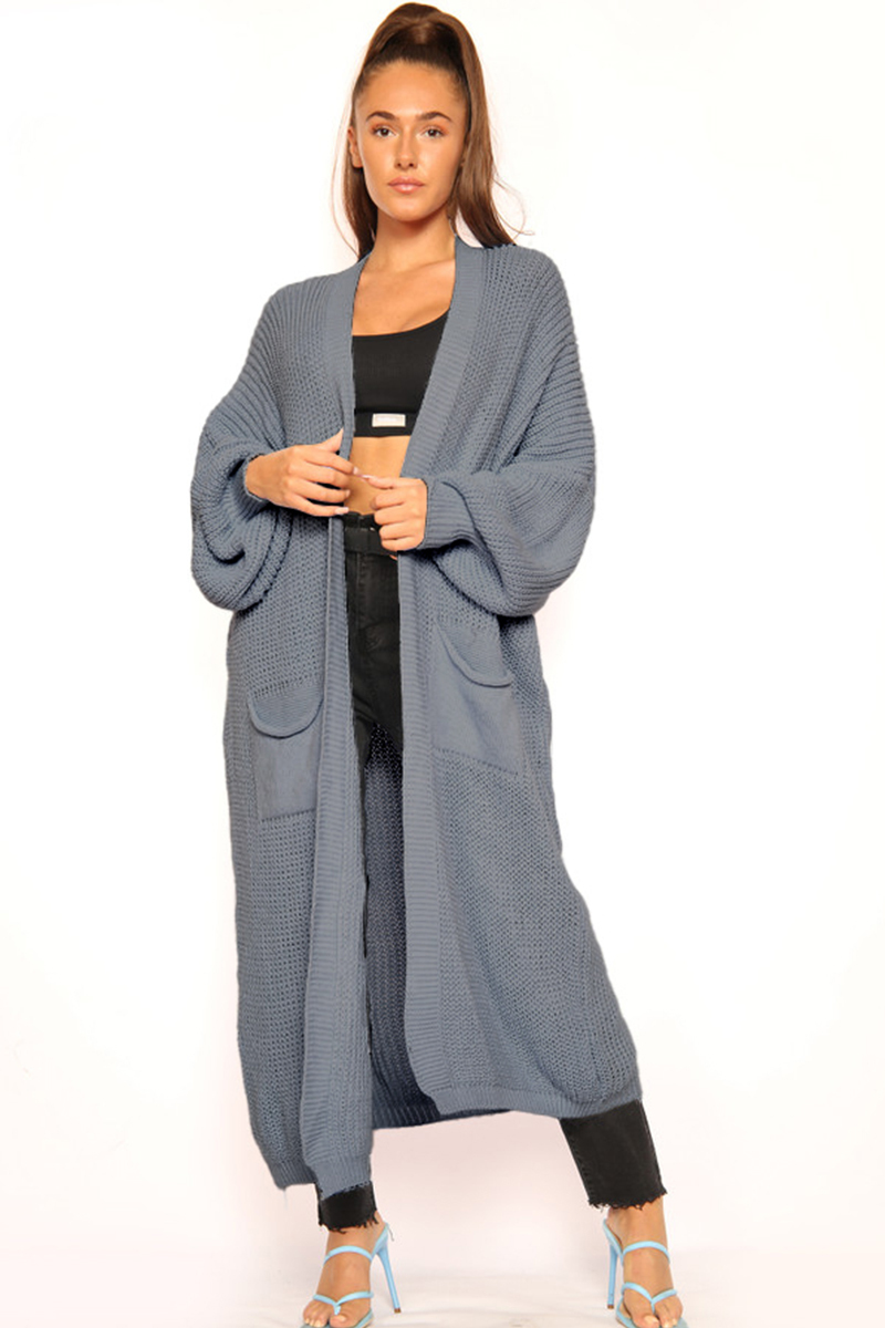 LONGLINE BALLOON SLEEVE KNITTED CARDIGAN ONE Size-KATCH ME