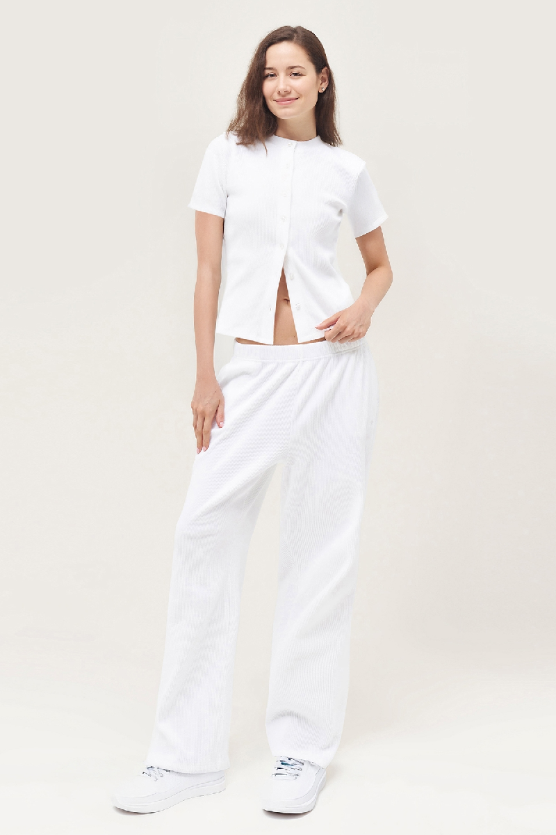 Casual Short Sleeve Button Slim Top & Wide Leg Trousers Co-ord-KATCH ME
