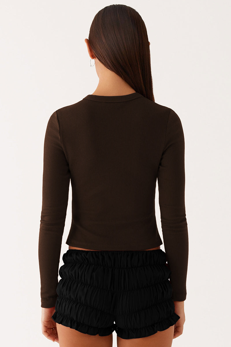 Versatile Solid Color Knit Button-Up Slim Top-KATCH ME