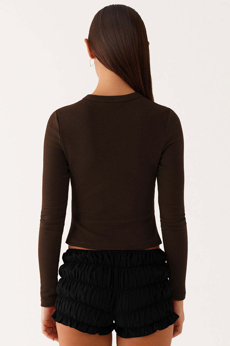 Versatile Solid Color Knit Button-Up Slim Top-KATCH ME