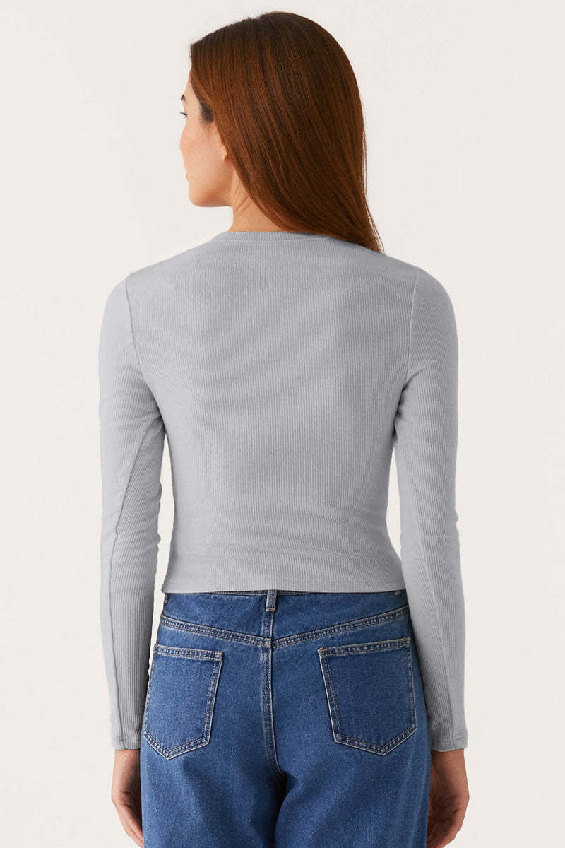 Versatile Solid Color Knit Button-Up Slim Top-KATCH ME