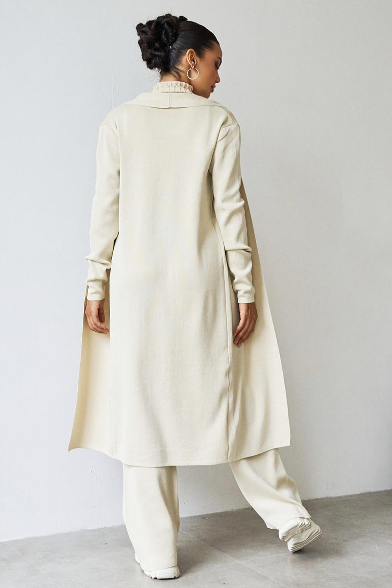 Turtle Neck Tank & Wide Leg Trousers with Cardigan Three-Piece Set-KATCH ME