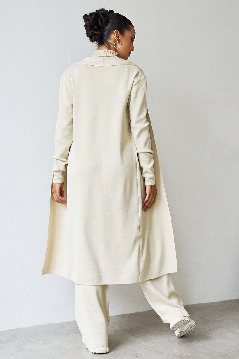 Turtle Neck Tank & Wide Leg Trousers with Cardigan Three-Piece Set-KATCH ME