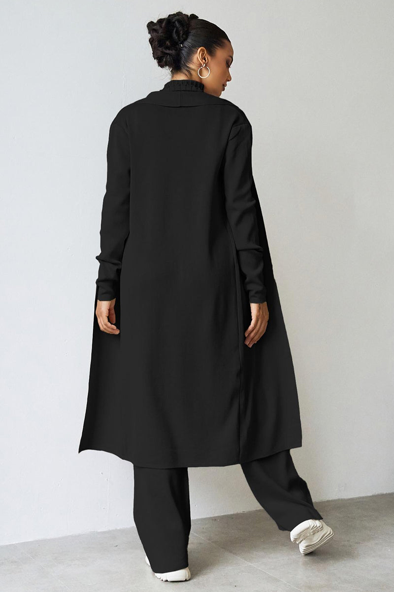 Turtle Neck Tank & Wide Leg Trousers with Cardigan Three-Piece Set-KATCH ME