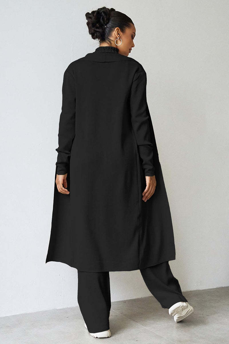 Turtle Neck Tank & Wide Leg Trousers with Cardigan Three-Piece Set-KATCH ME