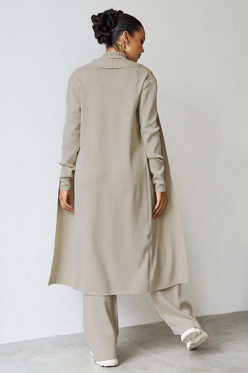 Turtle Neck Tank & Wide Leg Trousers with Cardigan Three-Piece Set-KATCH ME