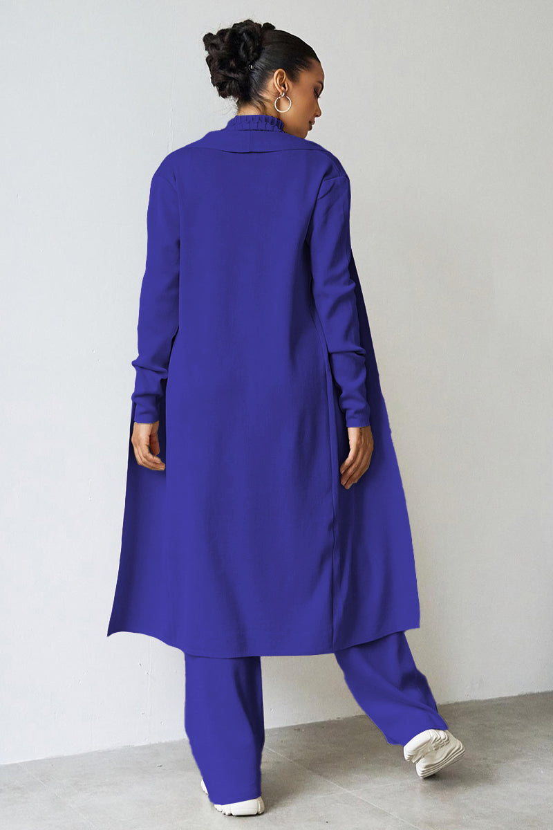 Turtle Neck Tank & Wide Leg Trousers with Cardigan Three-Piece Set-KATCH ME