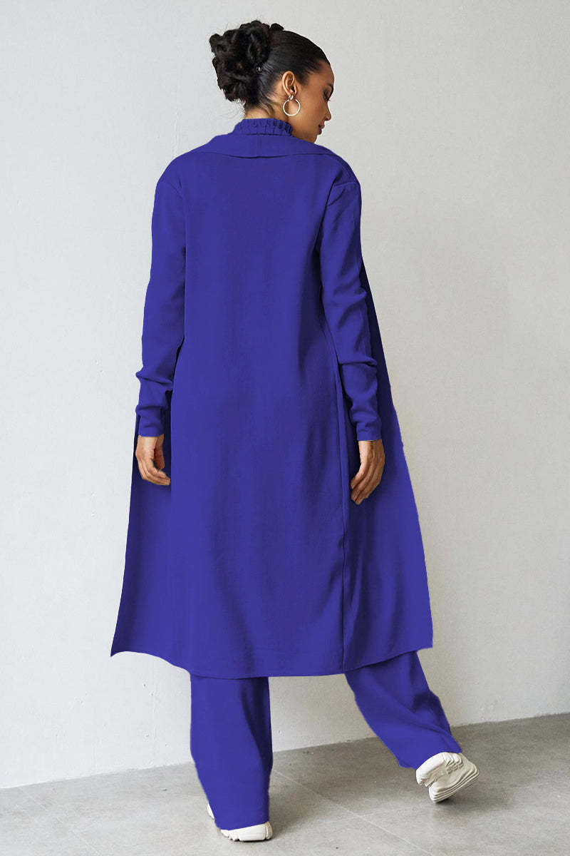 Turtle Neck Tank & Wide Leg Trousers with Cardigan Three-Piece Set-KATCH ME