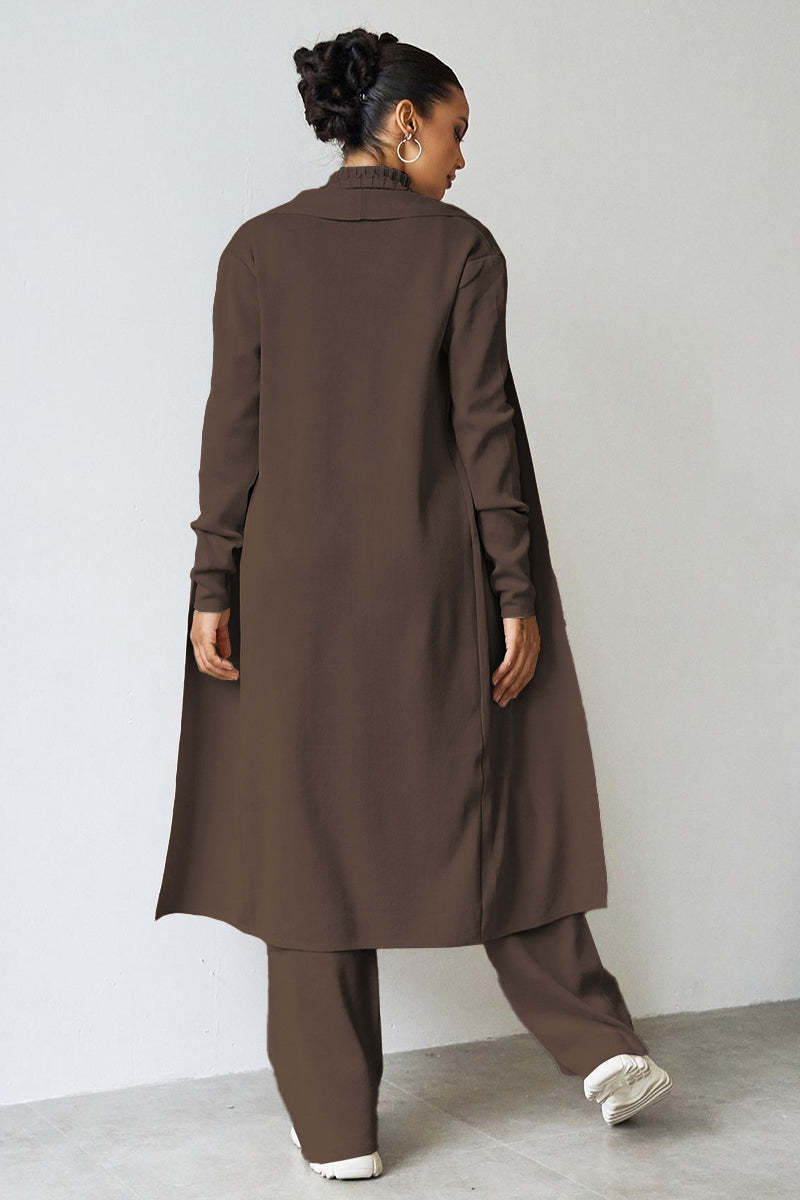 Turtle Neck Tank & Wide Leg Trousers with Cardigan Three-Piece Set-KATCH ME