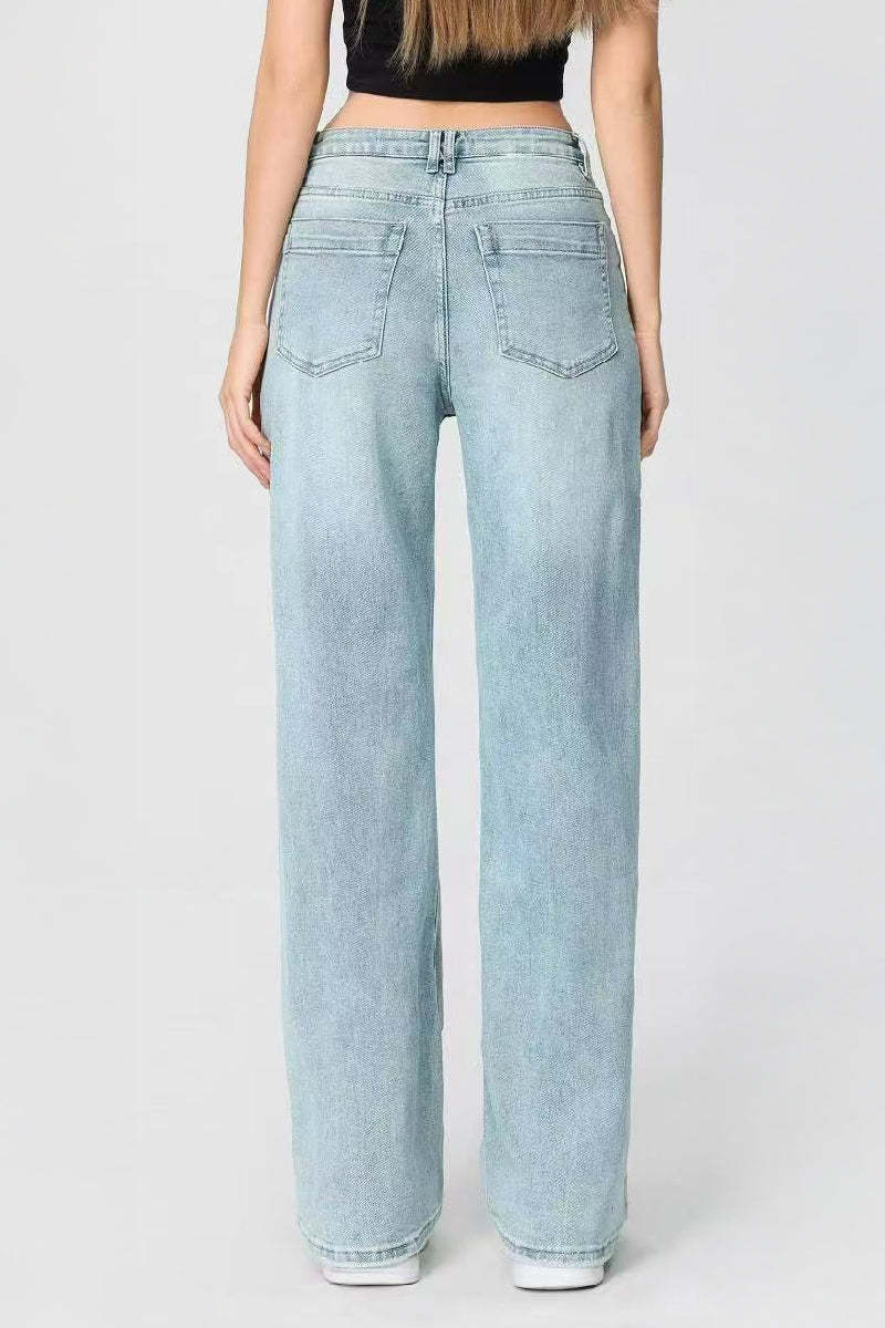 Casual Patchwork Irregular Stitching Flared Jeans-KATCH ME