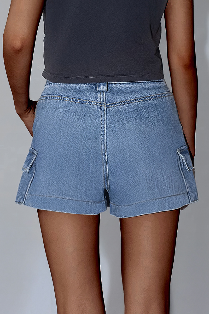 Trendy High Waist Cargo Pocket Mini Skort
