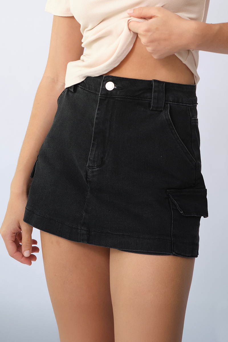 Trendy High Waist Cargo Pocket Mini Skort