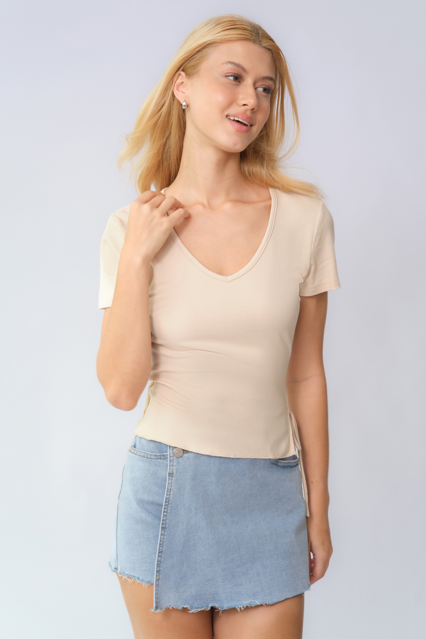 Leisure Layered High Waist Raw Hemline Denim Shorts