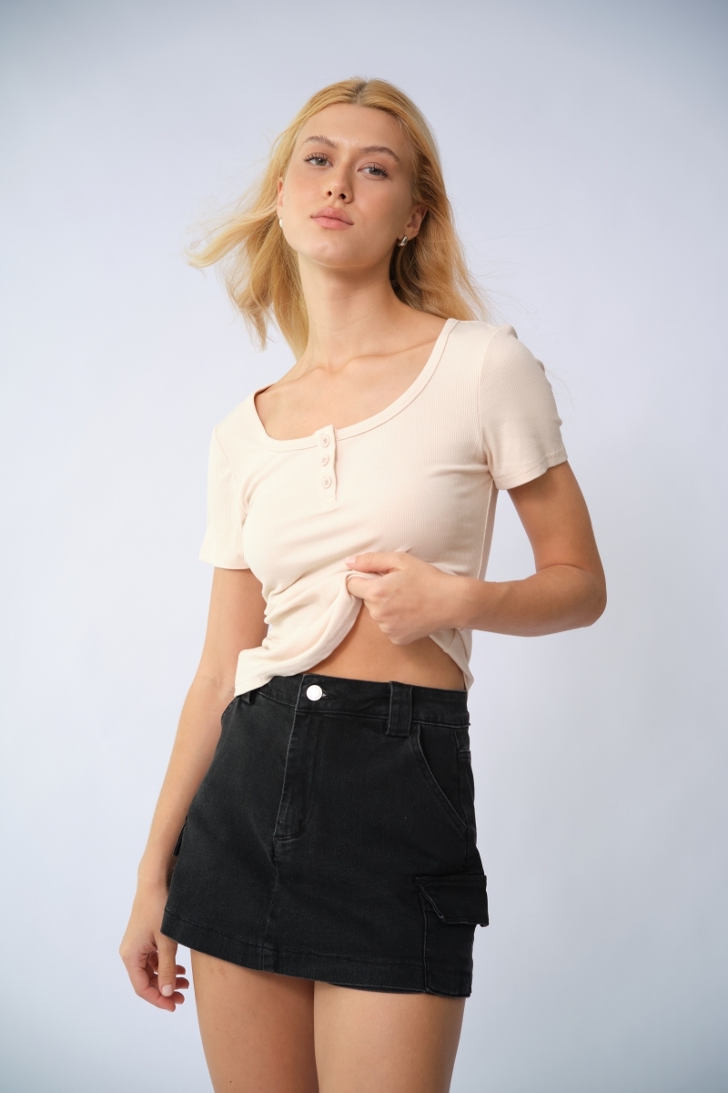 Trendy High Waist Cargo Pocket Mini Skort