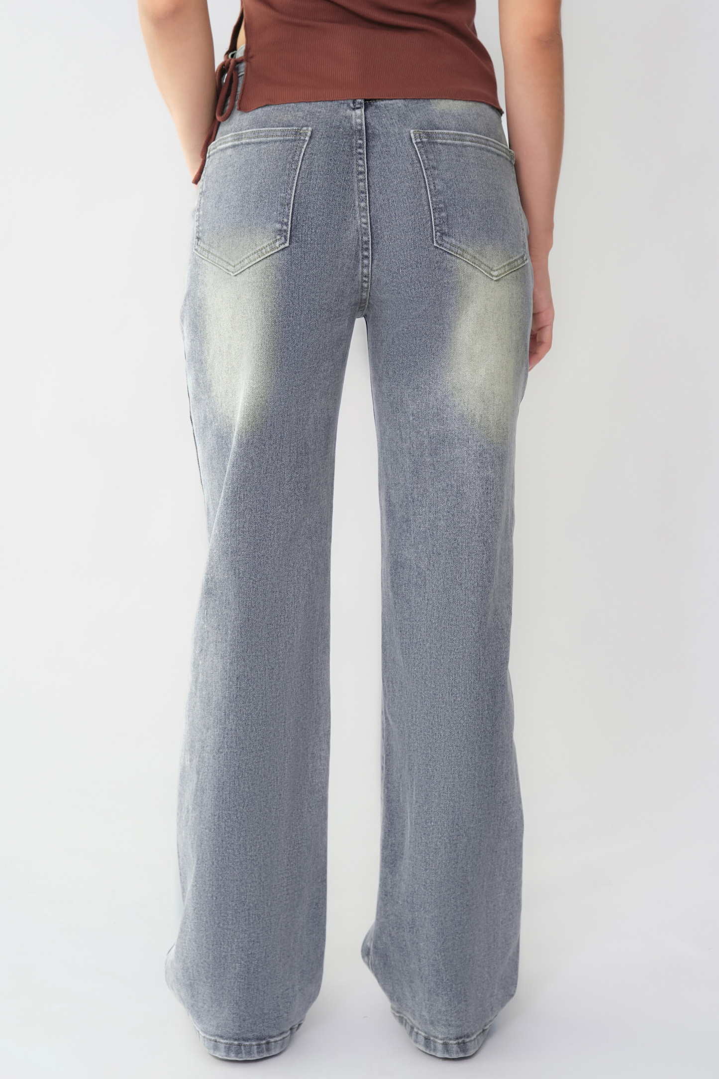 Casual Mid-Rise Denim Multi-Pocket Wide Leg Jeans