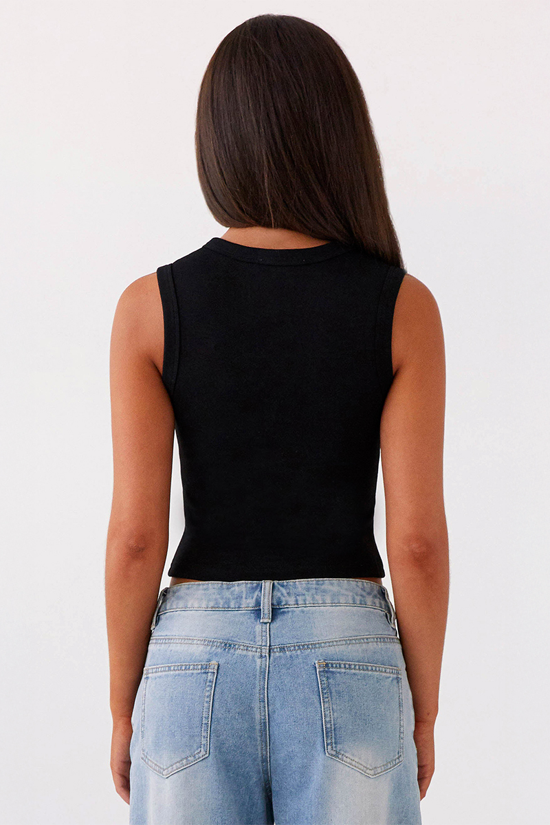 Minimalist Solid Color Sleeveless Button-Up Slim Tank Top-KATCH ME
