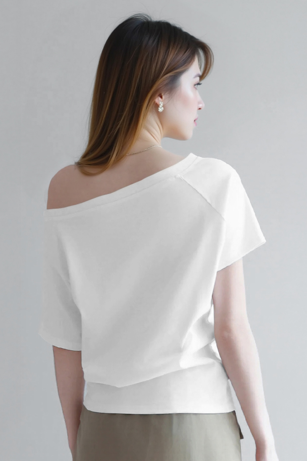 Classy Summer Sloping Shoulder Short Sleeve Loose Top