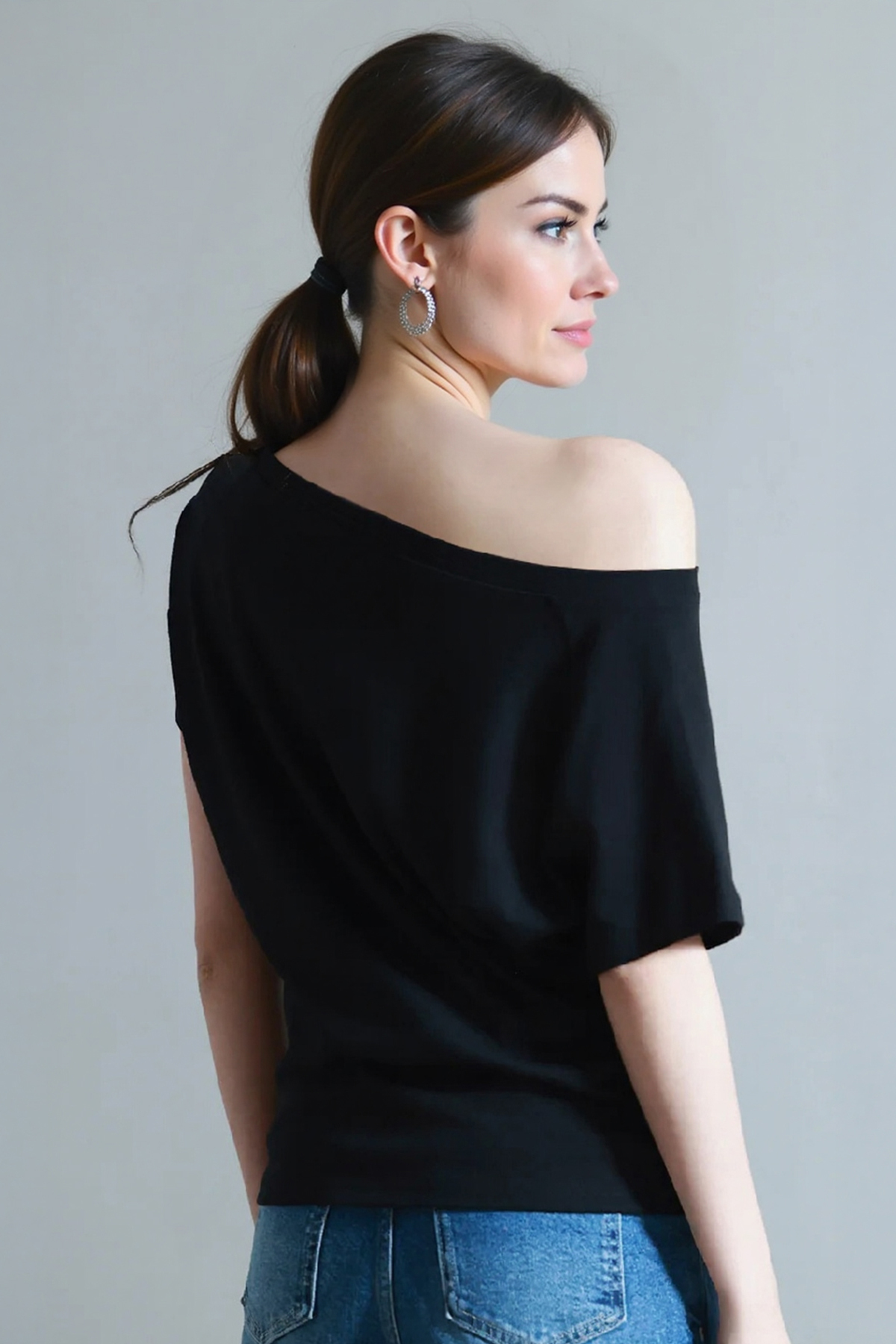 Classy Summer Sloping Shoulder Short Sleeve Loose Top