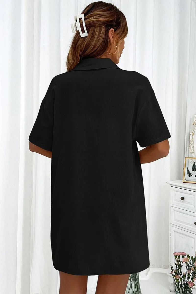 Casual Button Short Sleeve Lightweight Shirt & Drawstring Waist Shorts Co-ord