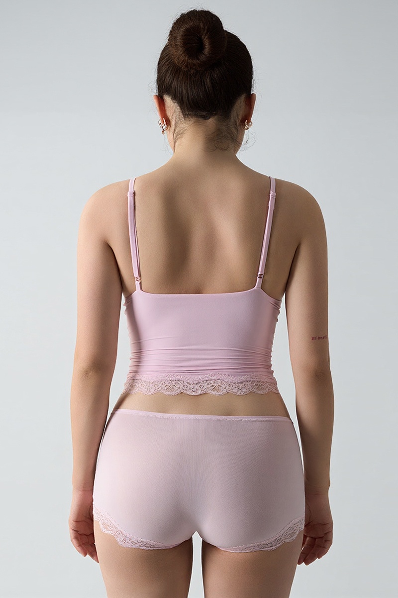 Sexy Thin Strap Lace Trim Slim Camisole & Panties Co-ord