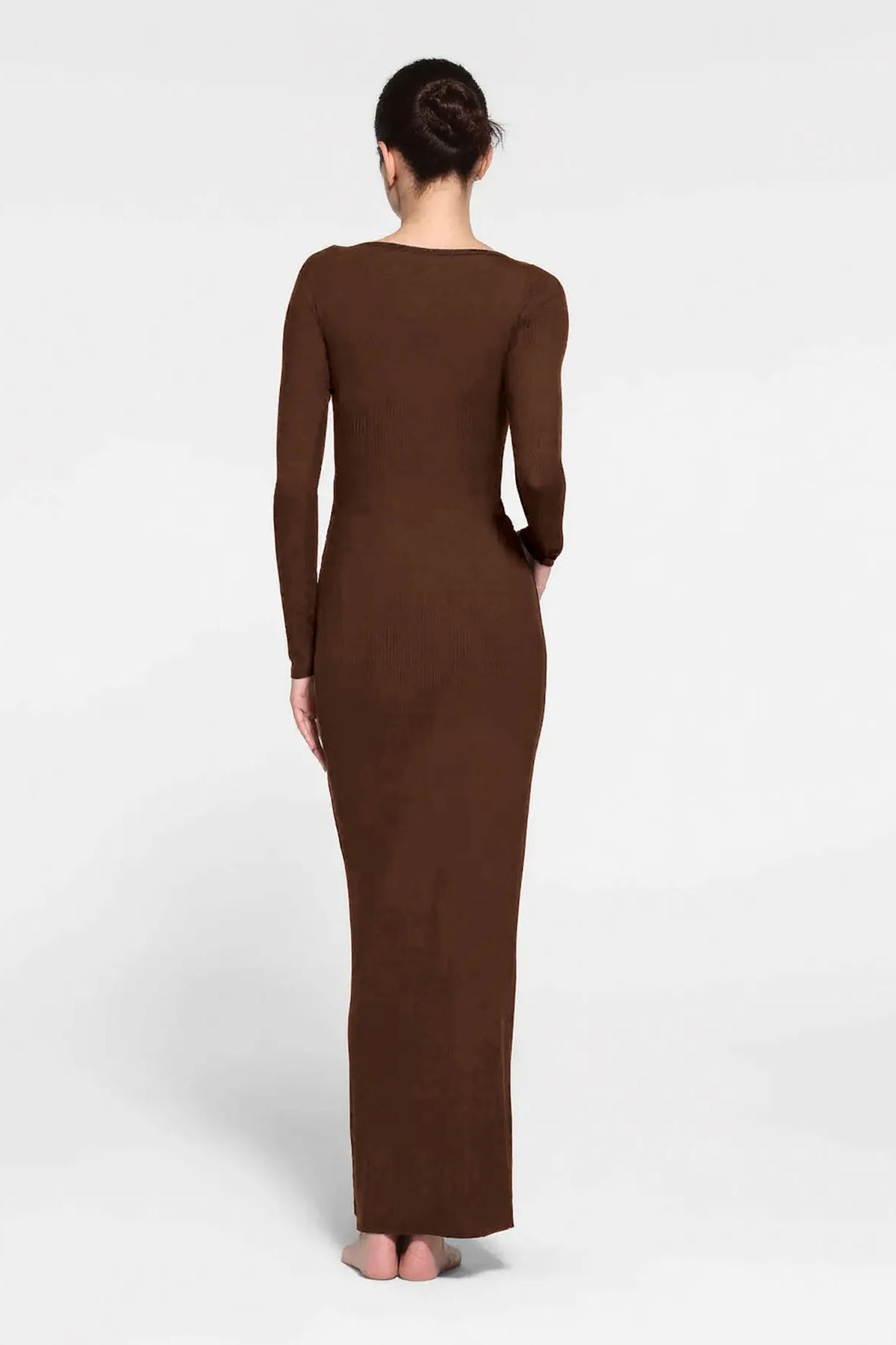 Elegant U Neck Lace Trim Button Through Slinky Maxi Dress