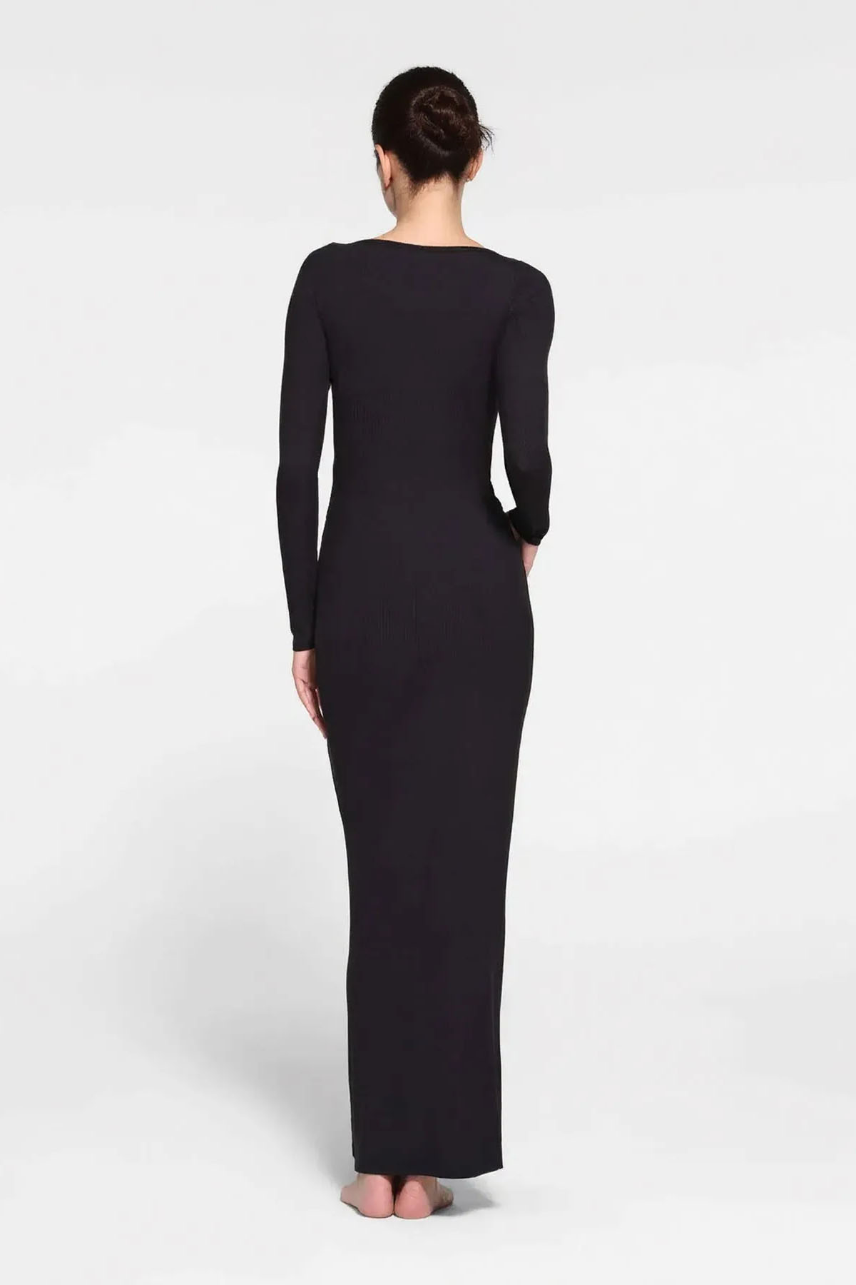 Elegant U Neck Lace Trim Button Through Slinky Maxi Dress