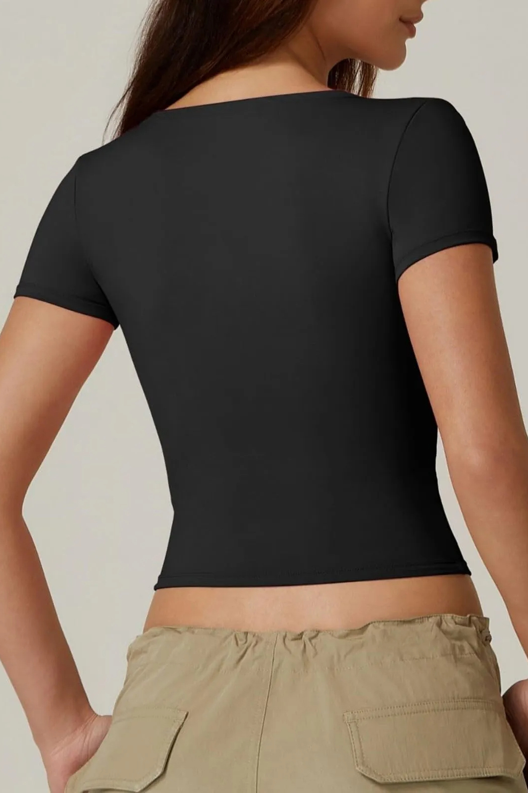 Versatile V Neck Partial Button Short Sleeve Slim Top