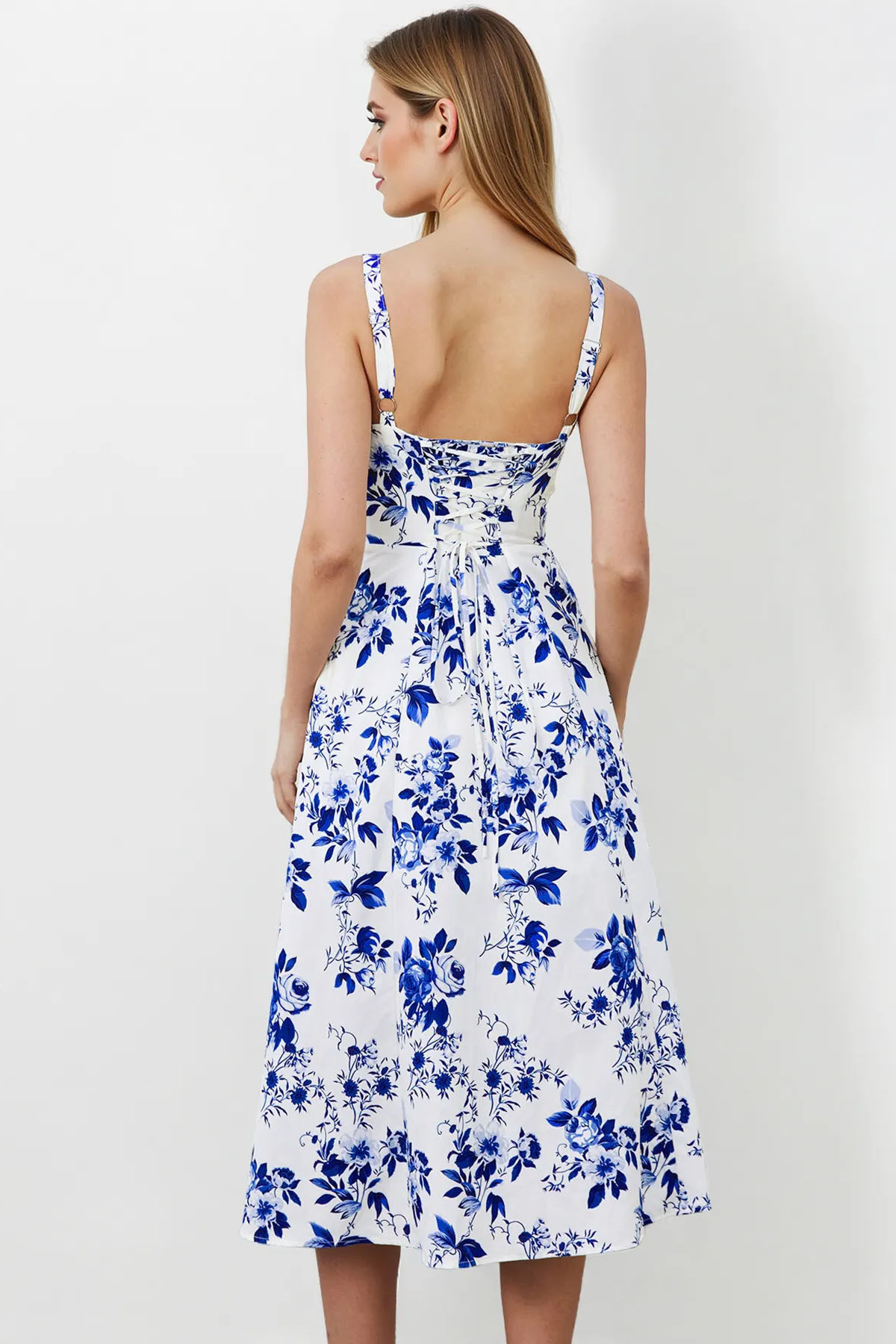 Vibrant Solid Color Front Tie Thin Waist Strappy Maxi Dress