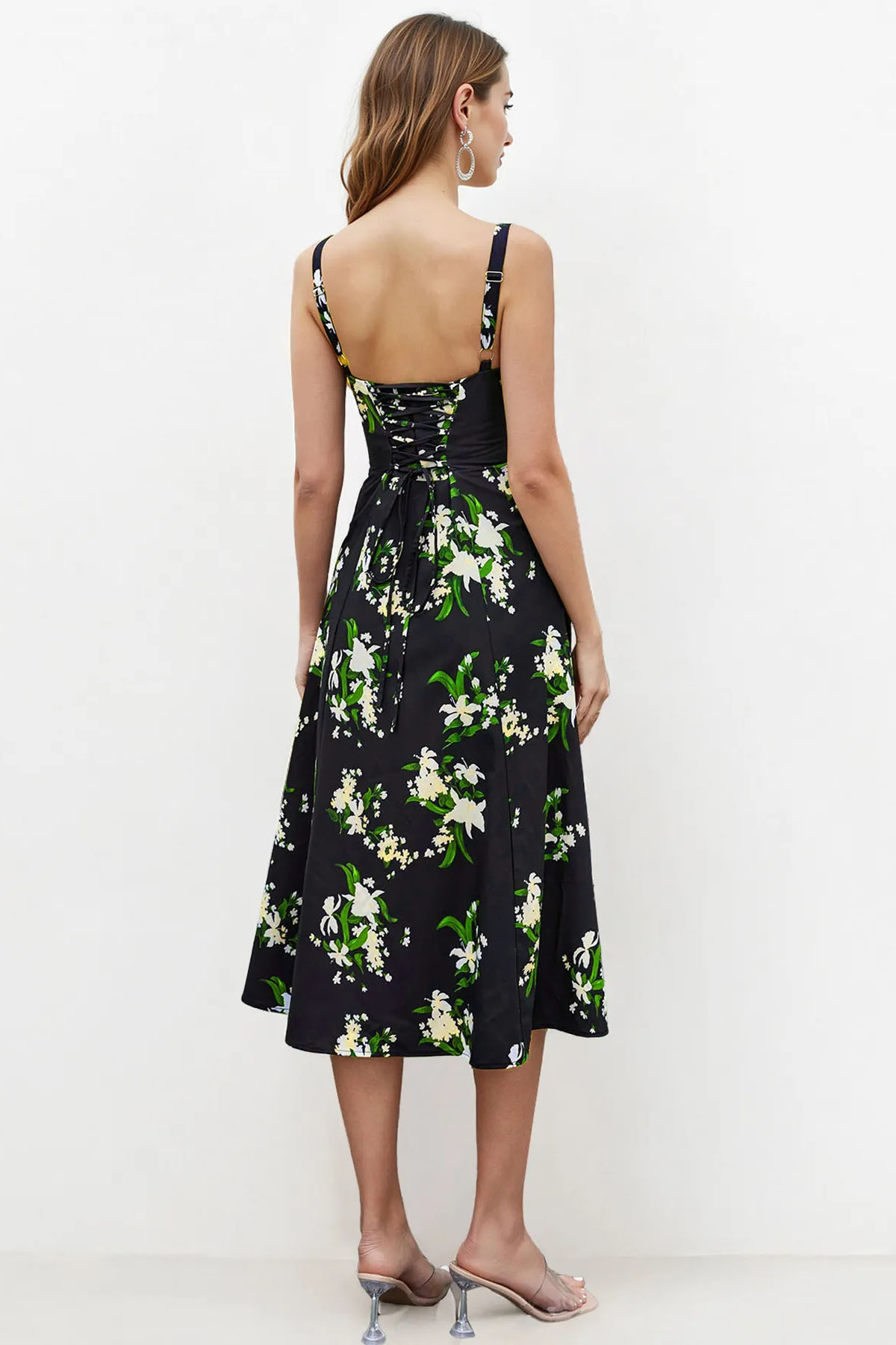 Vibrant Solid Color Front Tie Thin Waist Strappy Maxi Dress