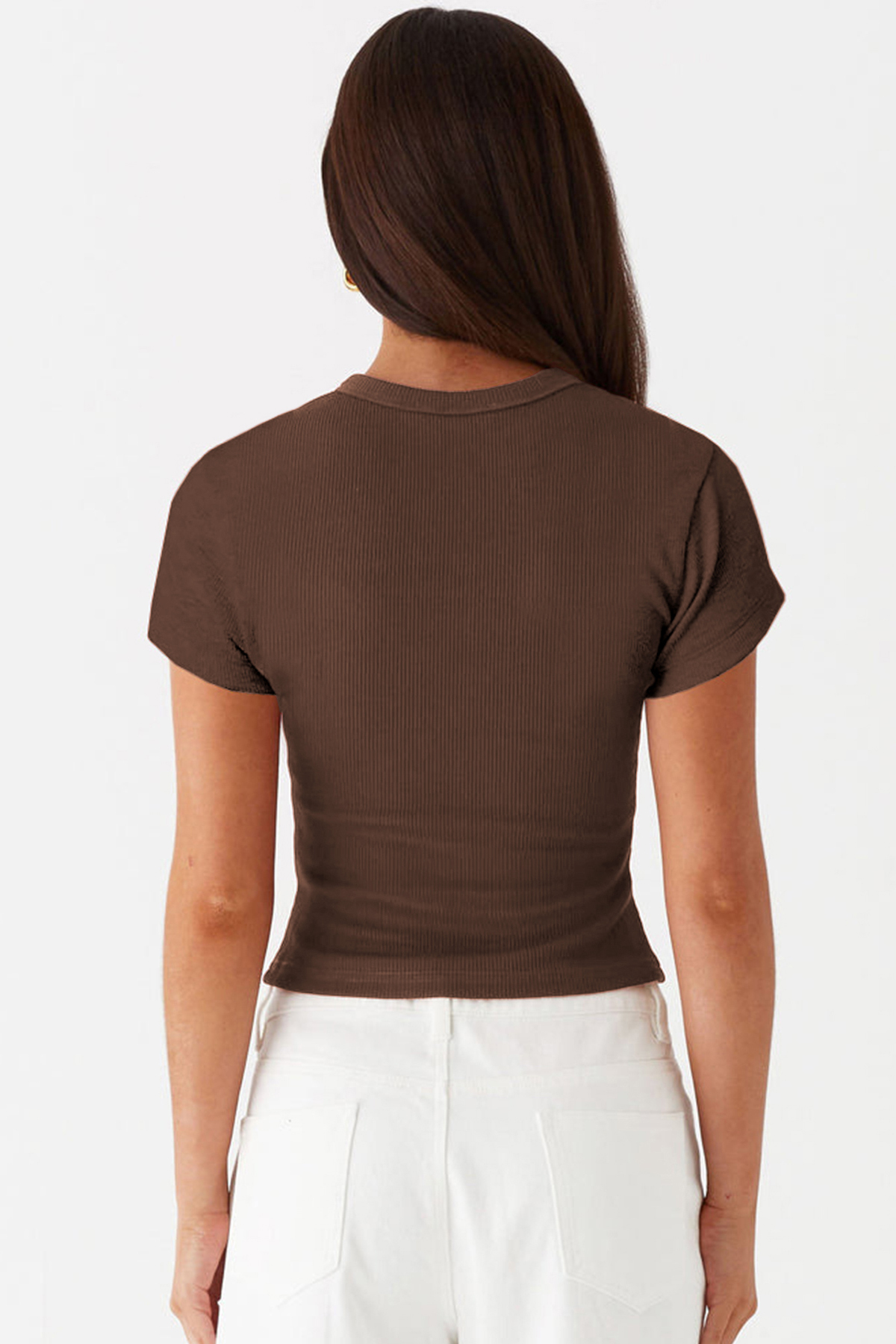 Leisure Solid Color Short Sleeve Button-Up Slim Top