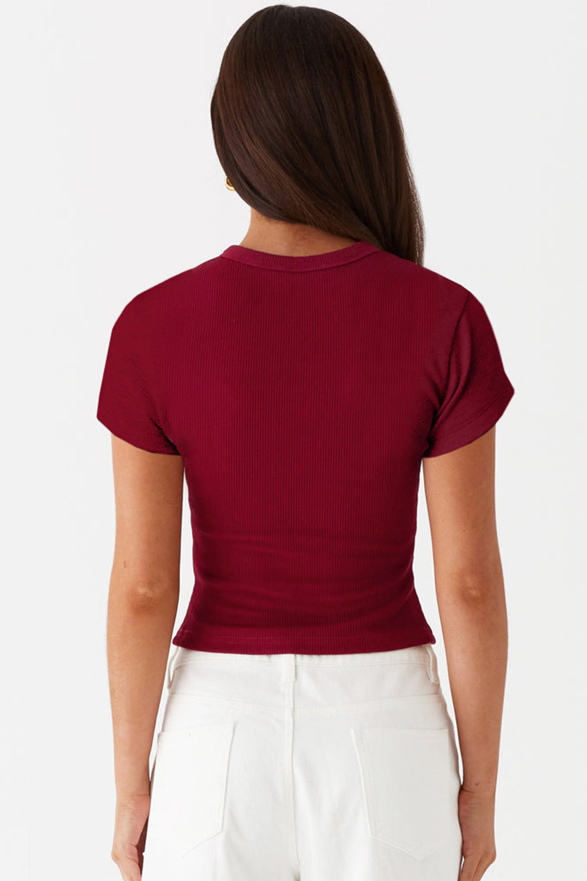 Leisure Solid Color Short Sleeve Button-Up Slim Top