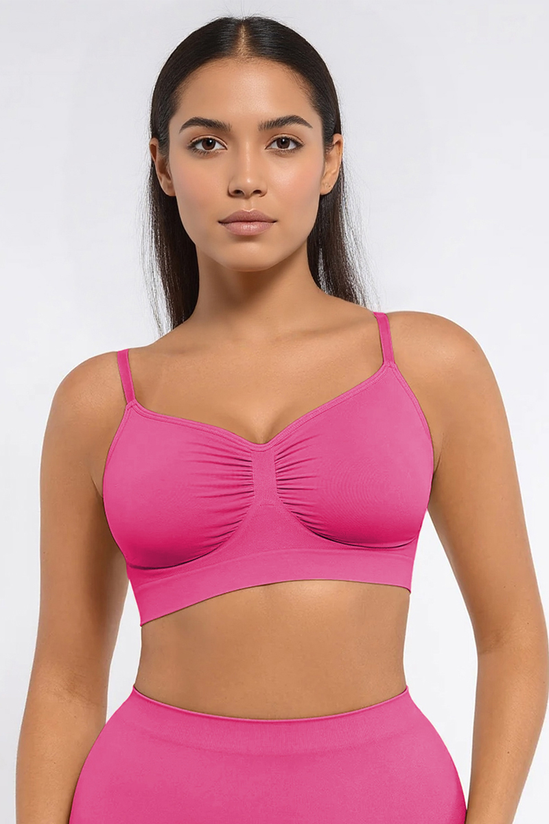 Versatile Non-Wired Full Cup Push-Up Bra, Solid Adjustable Spaghetti Strap Soft Breathable Wirefree Bra-KATCH ME