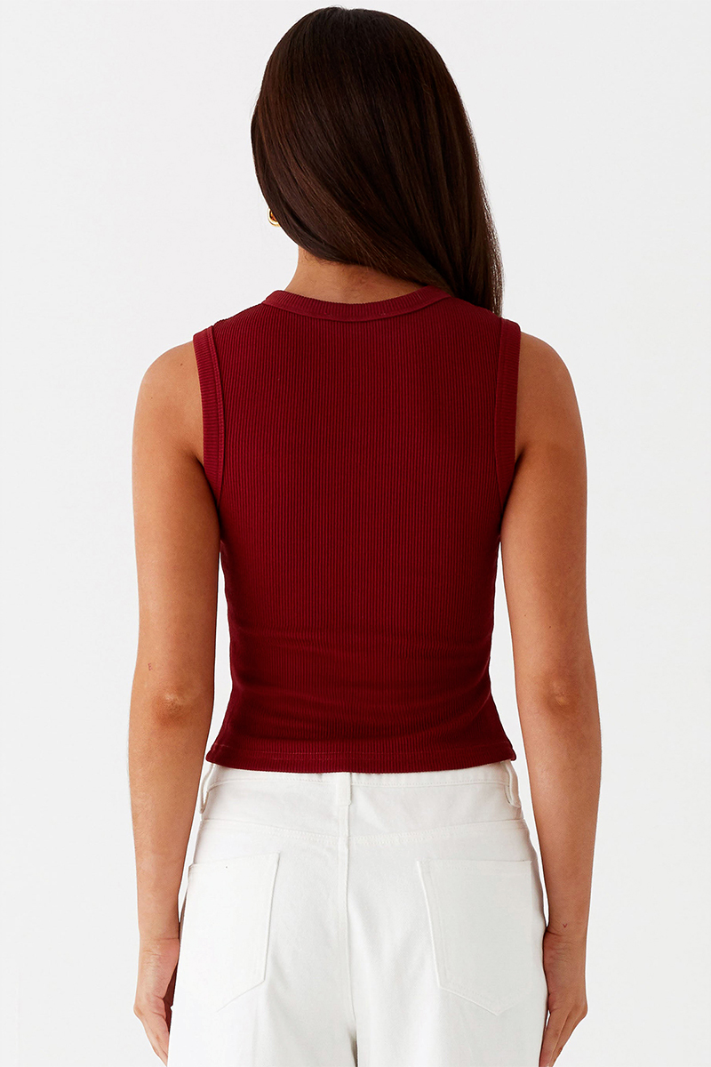 Minimalist Solid Color Sleeveless Button-Up Slim Tank Top-KATCH ME