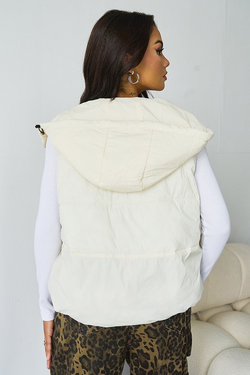 Fall & Winter Street Solid Color Hooded Zip-Up Thermal Vest-KATCH ME