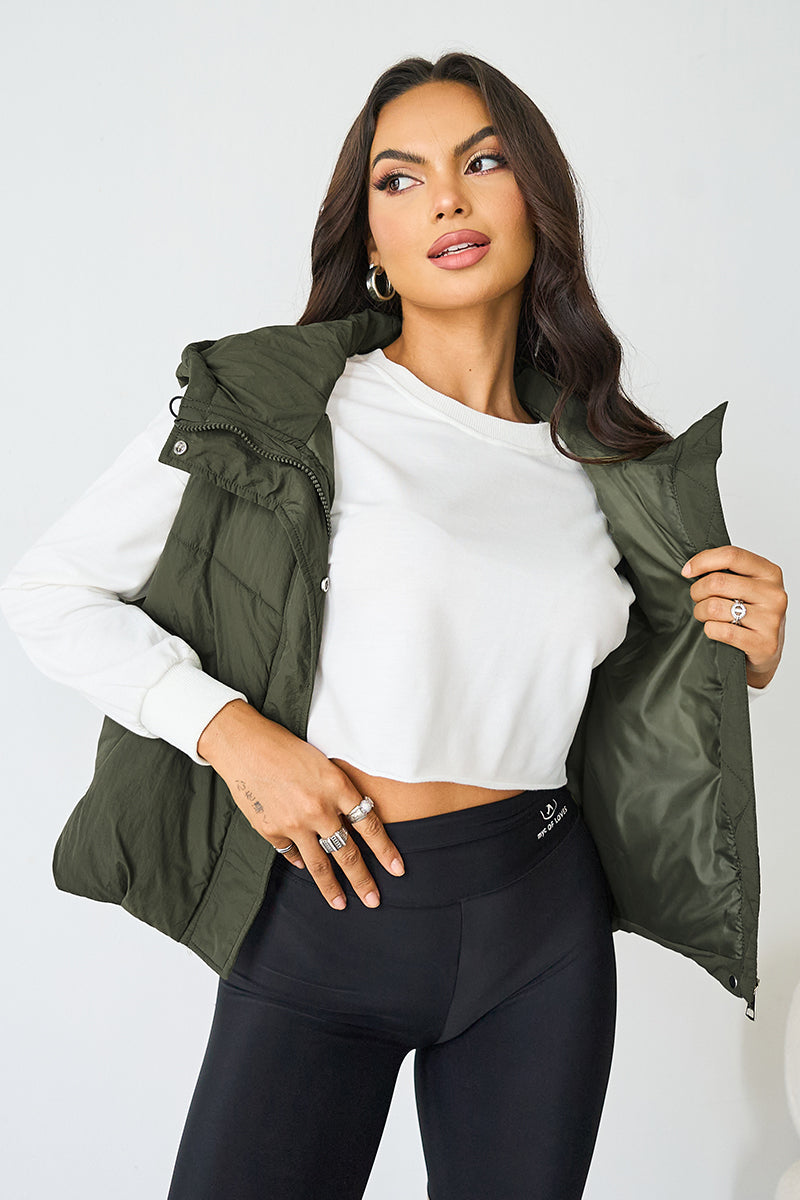 Fall & Winter Street Solid Color Hooded Zip-Up Thermal Vest-KATCH ME