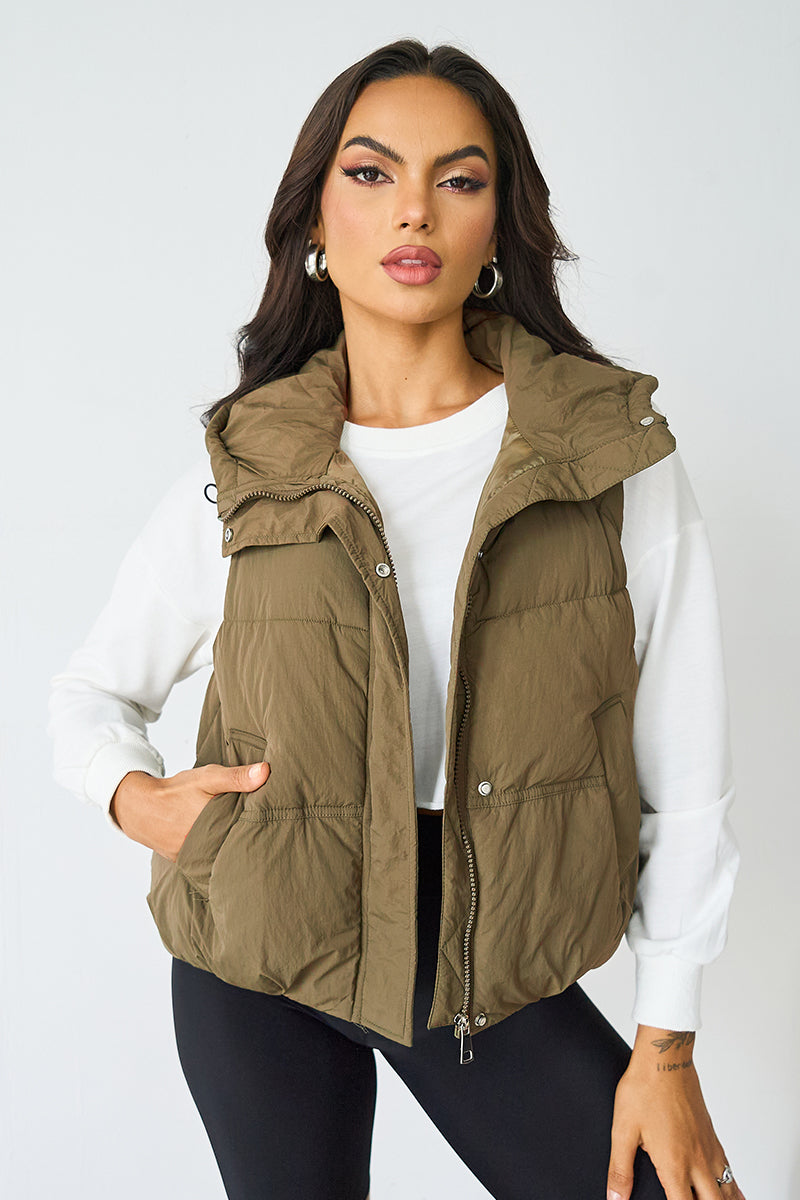 Fall & Winter Street Solid Color Hooded Zip-Up Thermal Vest-KATCH ME