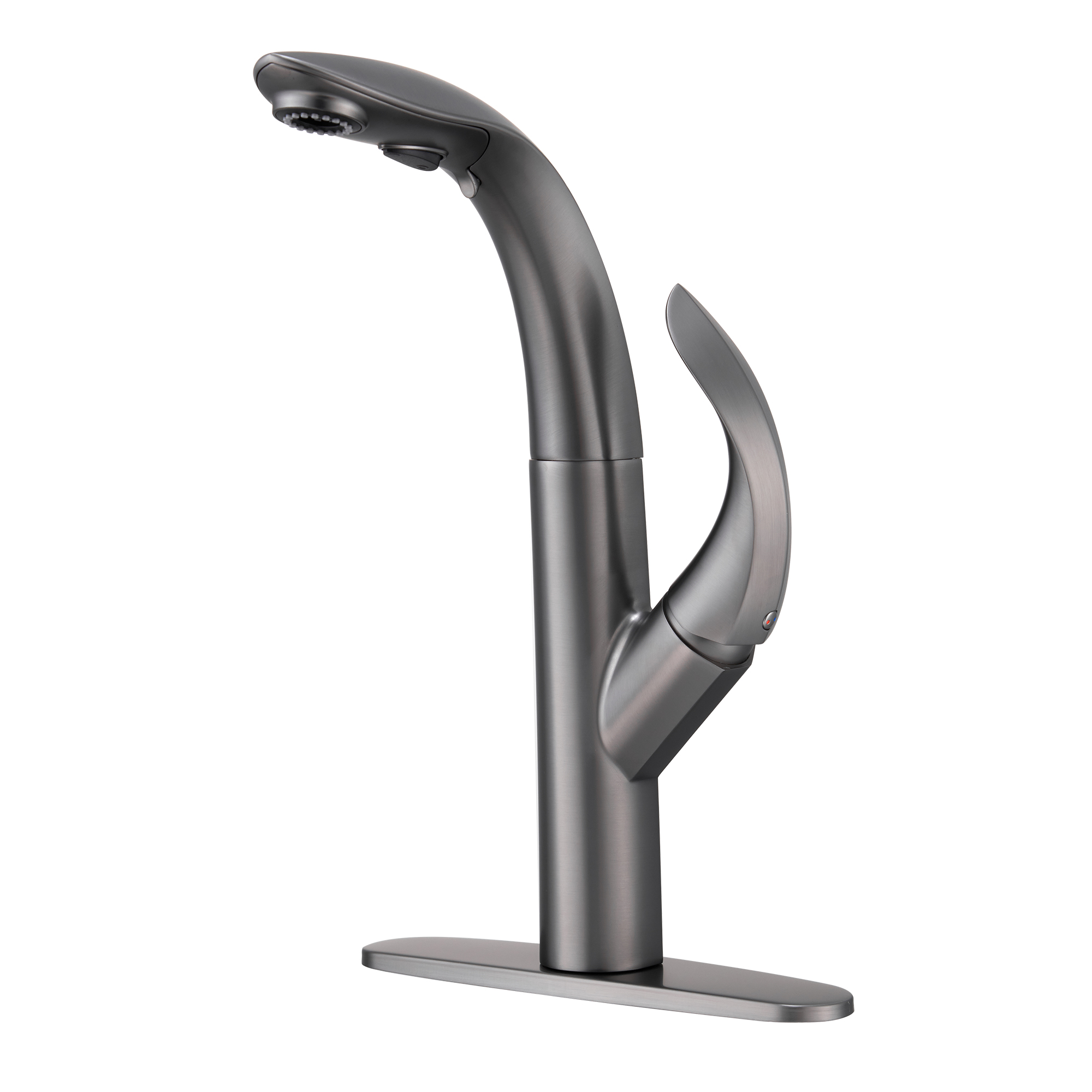 Mid Arc Pull Down Single Handle Deck Mount Kitchen Faucet in Gun Black / Brushed Nickel / Matte Black
