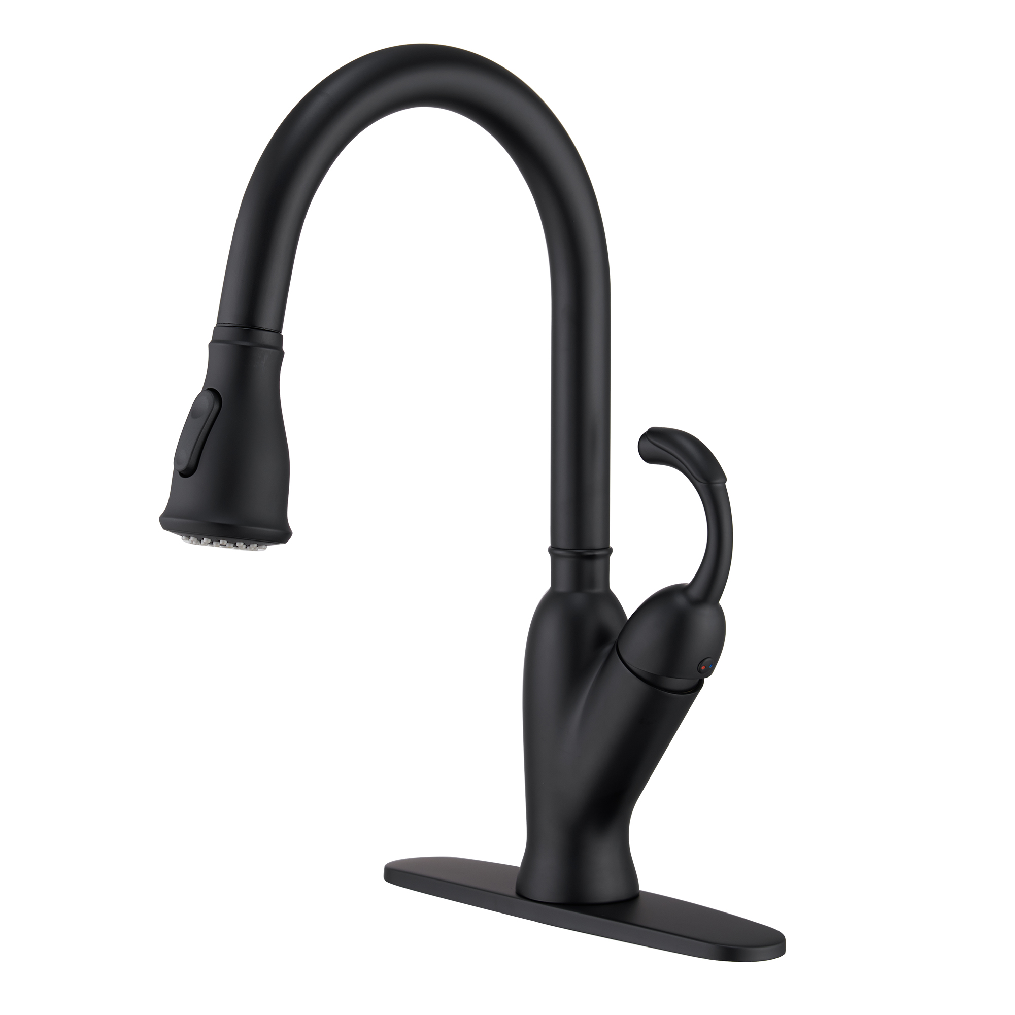 2-Function Tulip High Arc Pull Down Single Handle Deck Mount Kitchen Faucet in Brushed Nickel / Matte Black