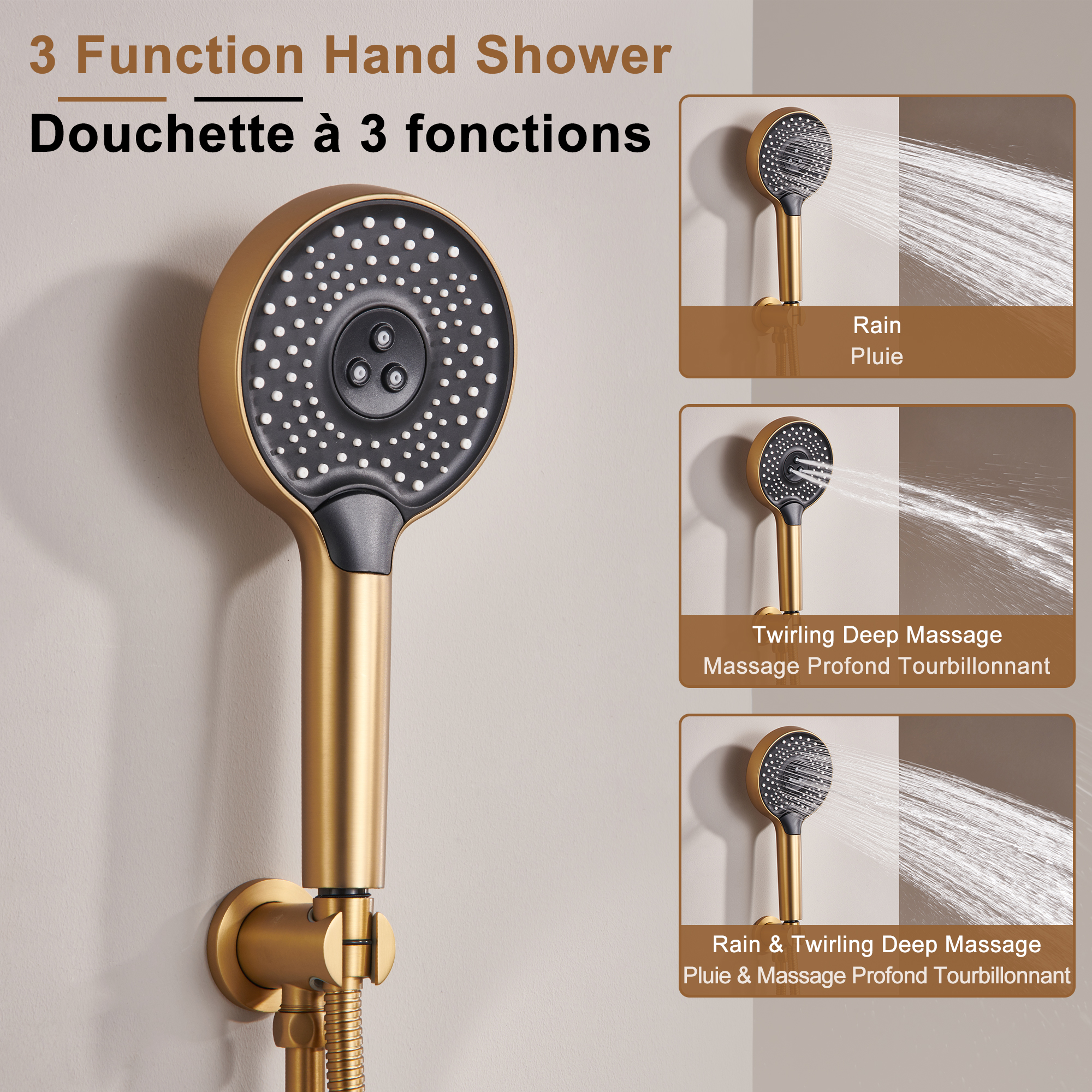Electroplated Coating Technology 22-inch Dual Function Thermostatic Rainfall Slimline Showerhead Shower System