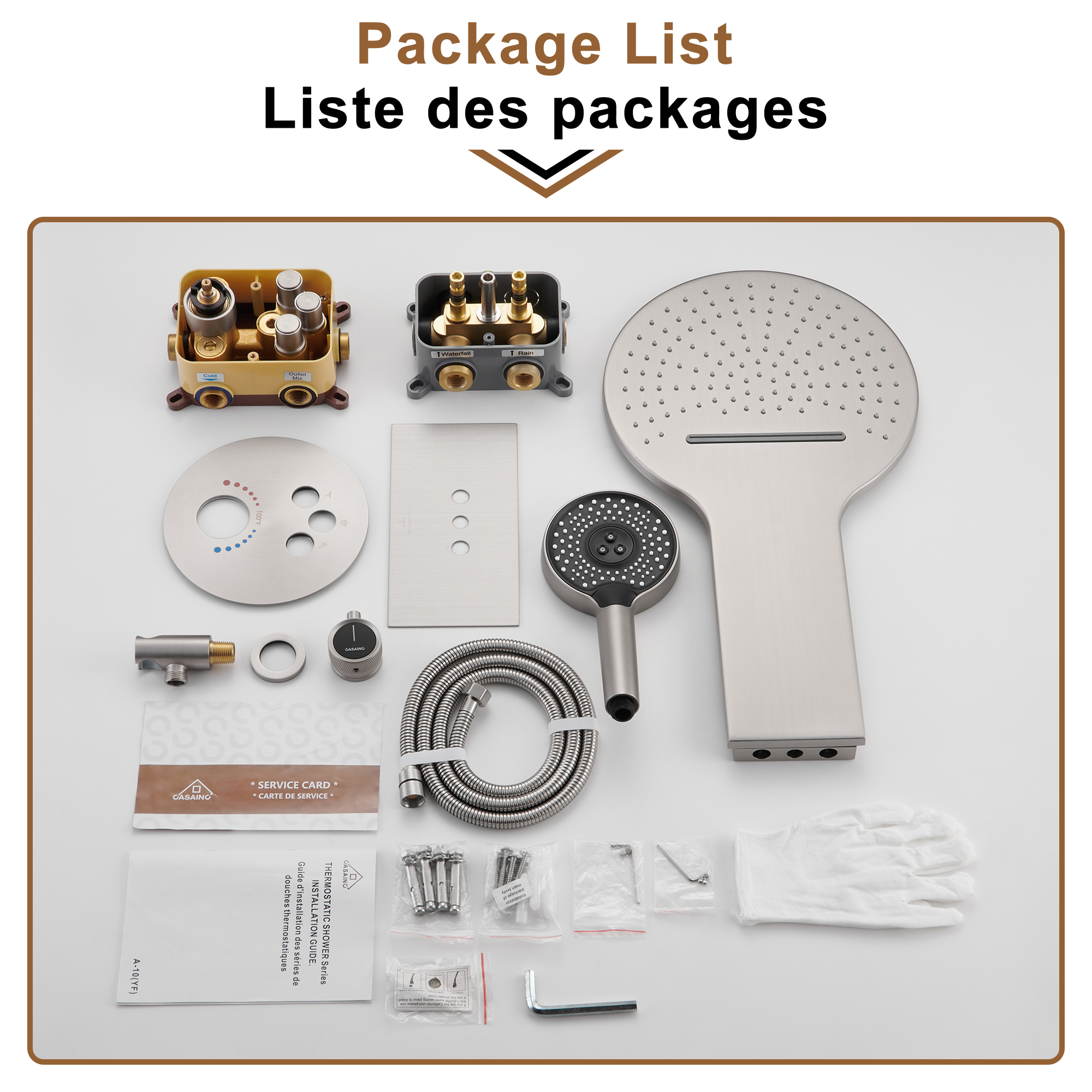 Electroplated Coating Technology 22-inch Dual Function Thermostatic Rainfall Slimline Showerhead Shower System