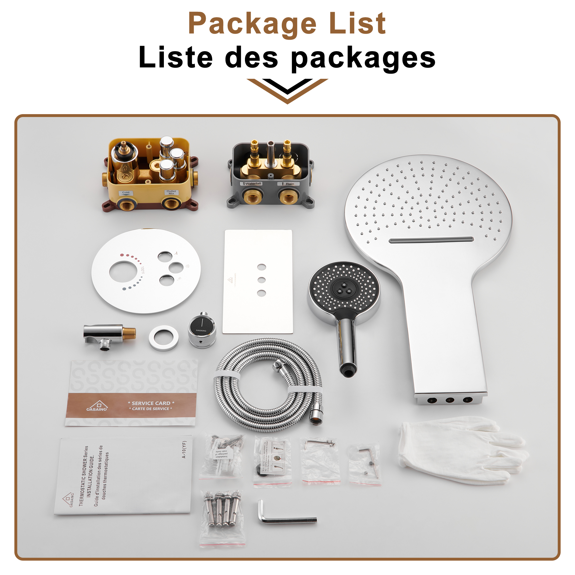 Electroplated Coating Technology 22-inch Dual Function Thermostatic Rainfall Slimline Showerhead Shower System