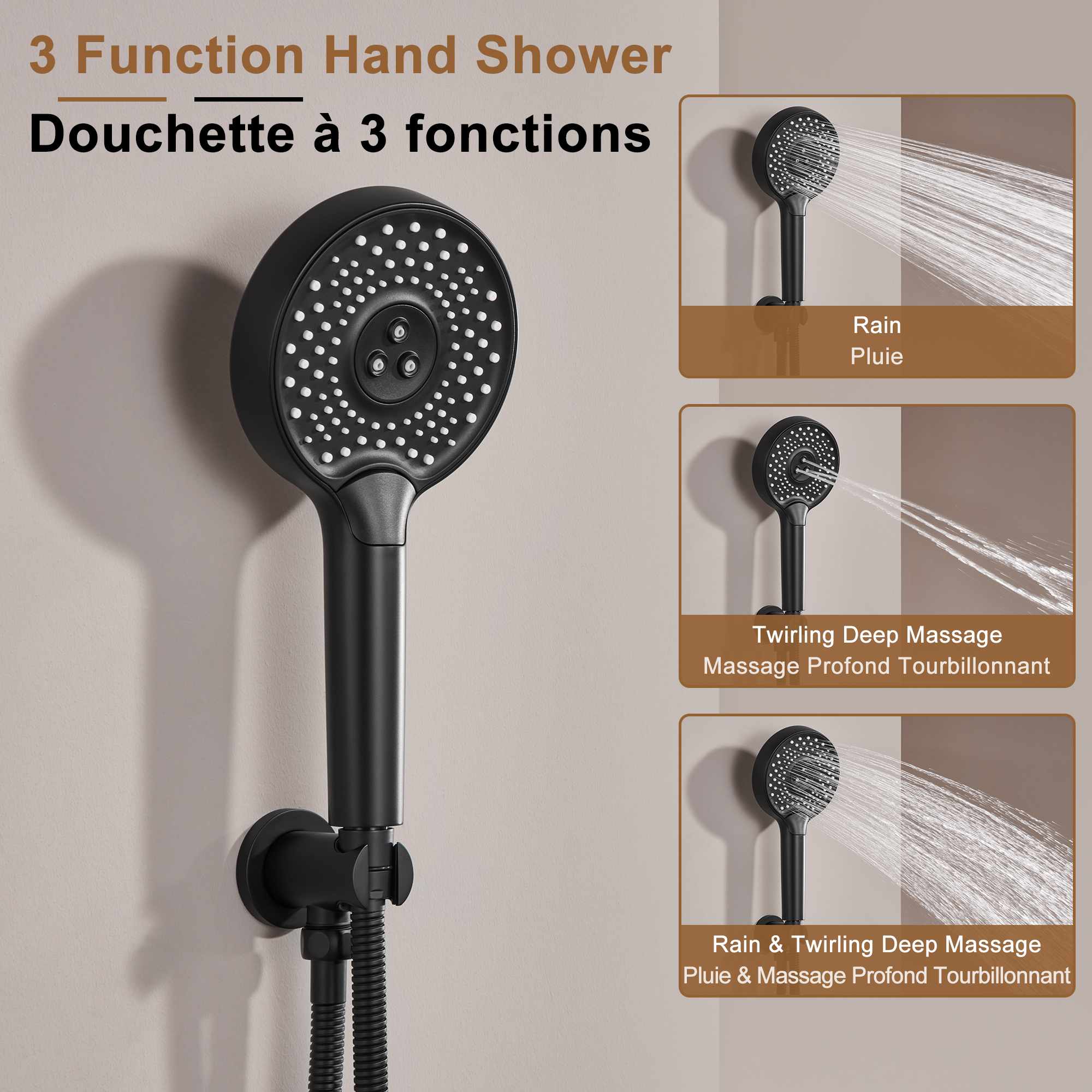 Electroplated Coating Technology 22-inch Dual Function Thermostatic Rainfall Slimline Showerhead Shower System